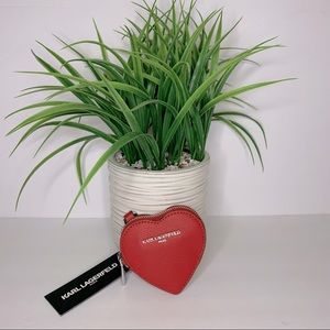 Karl Lagerfeld Paris Crimson Red Heart Zip Around Coin Purse